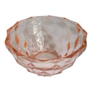 Vintage Jeannette Glass Cube Cubist Pink Dessert Berry Bowl Depression 1929